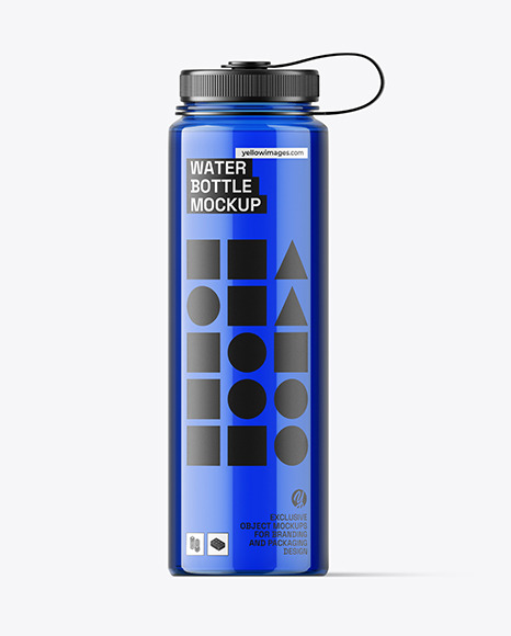Blue Plastic Bottle with Water Mockup