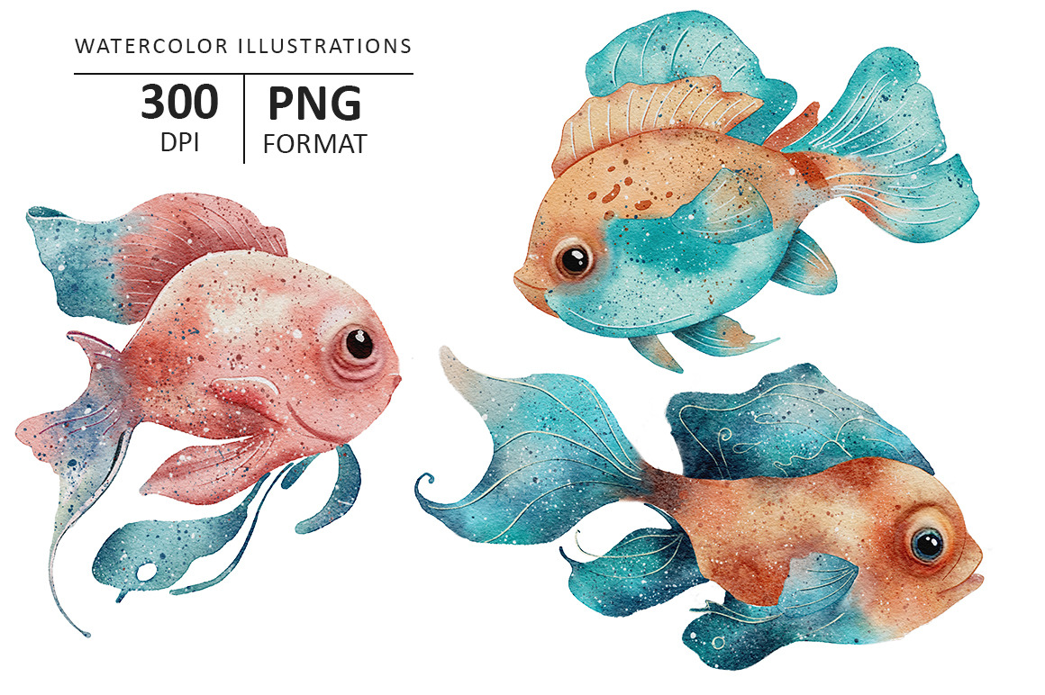 Ocean Fish watercolor illustration Ocean Fish watercolor illustration