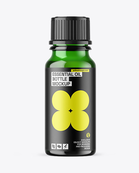 Green Glass Essential Oil Bottle Mockup