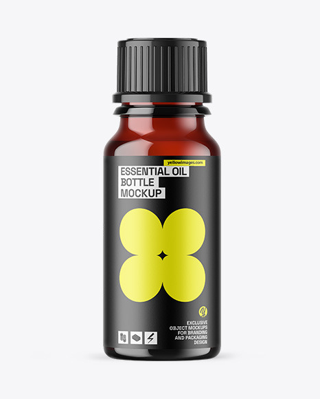 Dark Amber Glass Essential Oil Bottle Mockup