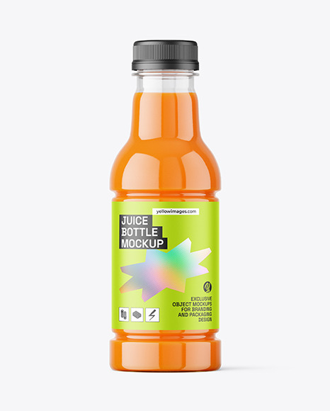 Clear PET Carrot Juice Bottle Mockup