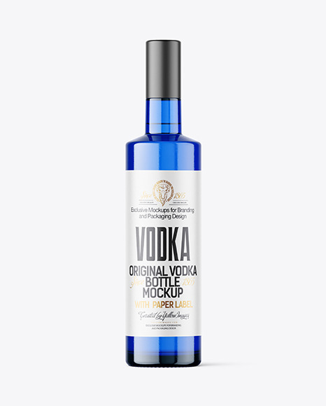 Blue Glass Vodka Bottle Mockup