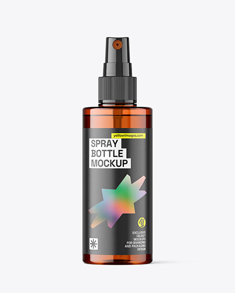 Amber Plastic Mist Spray Bottle Mockup