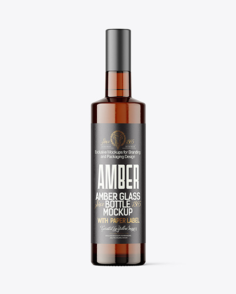 Amber Glass Vodka Bottle Mockup