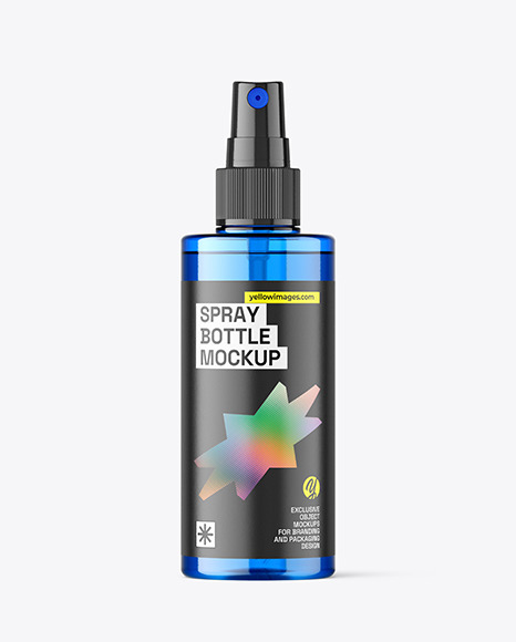 Blue Plastic Mist Spray Bottle Mockup