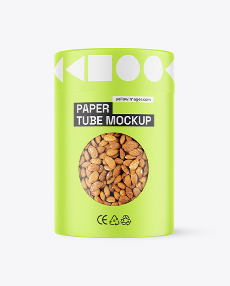 Paper Tube With Almonds Mockup