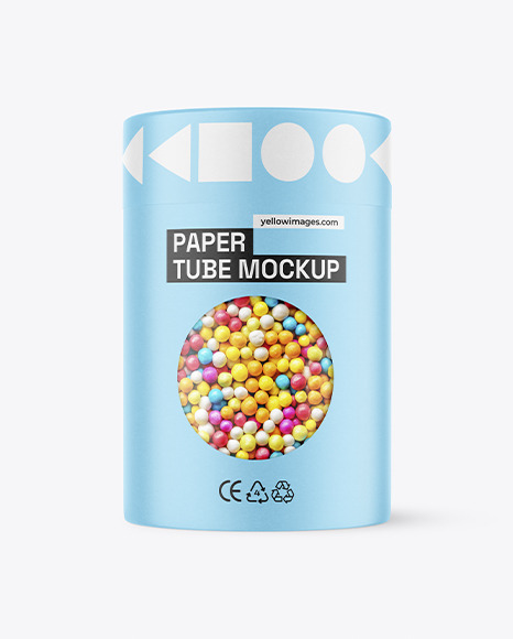 Paper Tube With Candy Mockup