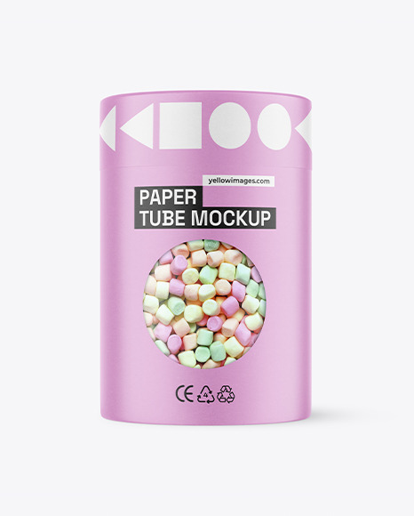 Paper Tube with Marshmallows Mockup