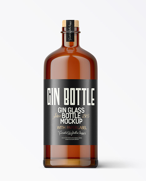 Amber Glass Gin Bottle Mockup