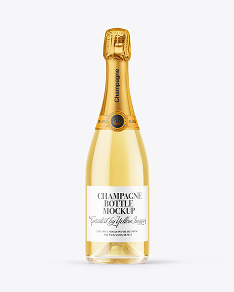 Clear Glass White Champagne Bottle Mockup