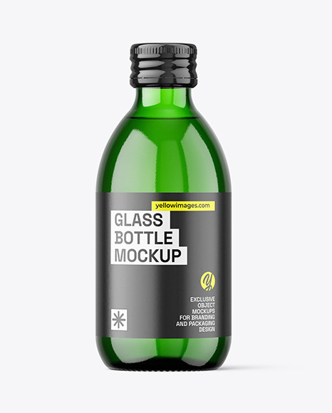 250ml Green Glass Bottle Mockup