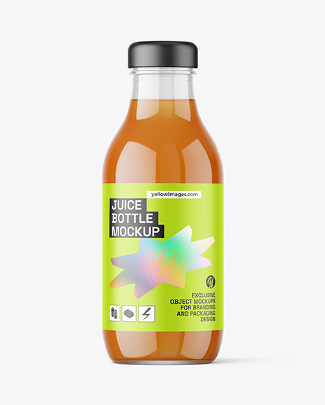 Clear Glass Juice Bottle Mockup
