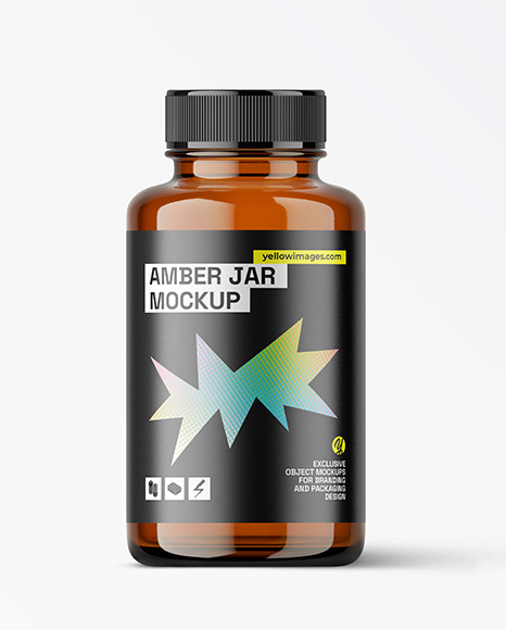 Amber Glass Jar with Plastic Cap Mockup