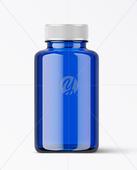 Blue Glass Jar with Plastic Cap Mockup - Free Download Images High