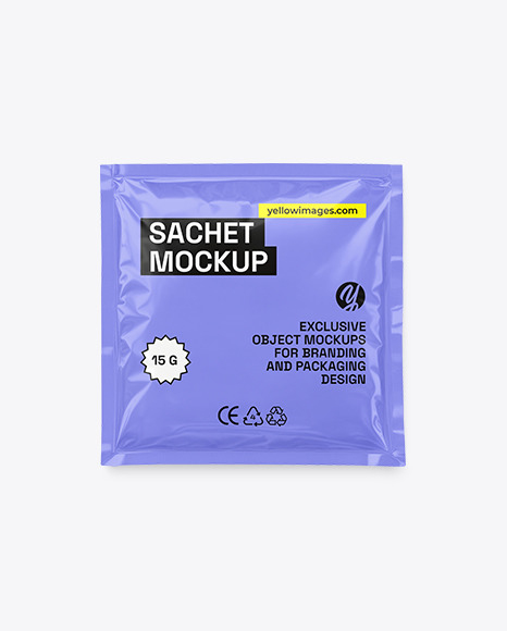 Glossy Square Sachet Mockup