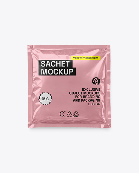 Glossy Metallic Sachet Mockup