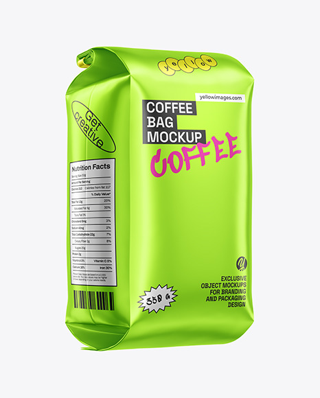 Matte Metallic Coffee Bag With Tin Tie Mockup