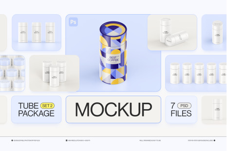 Paper tube package mockup Set 2