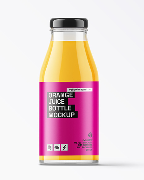 Glass Bottle W/ Orange Juice Mock-up - Free Download Images High