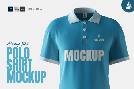 Male Polo Shirt Mockup Set - 6 Editable PSD