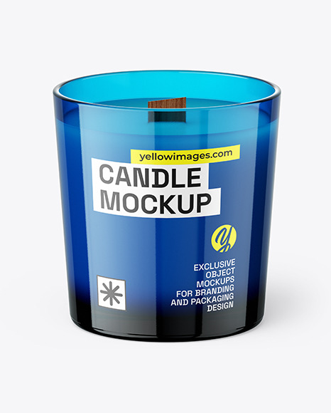 Blue Glass Candle Mockup
