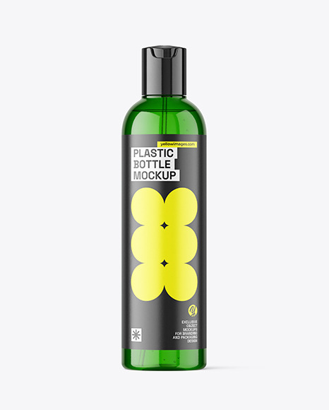 Green Plastic Cosmetic Bottle Mockup