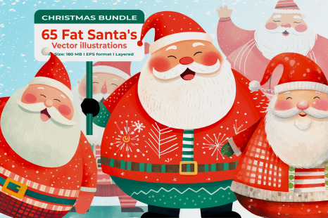 65 Fat Santa&#039;s Vector Clipart