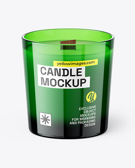 Green Glass Candle Mockup