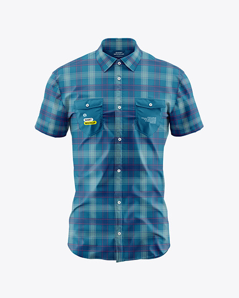 Men&#039;s Short Sleeve Shirt Mockup - Front View