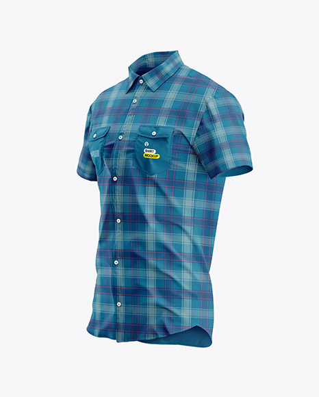 Men&#039;s Short Sleeve Shirt Mockup - Half Side View