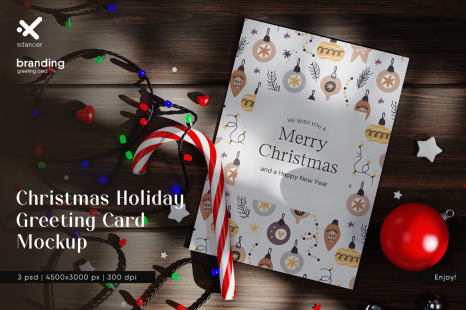 Christmas Holiday Greeting Card Mockup
