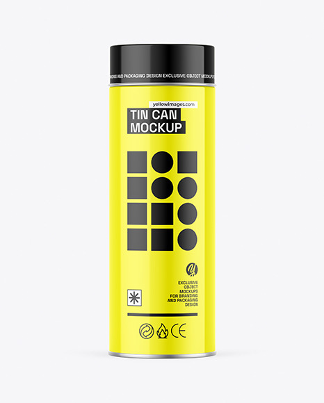 Glossy Tin Can Mockup
