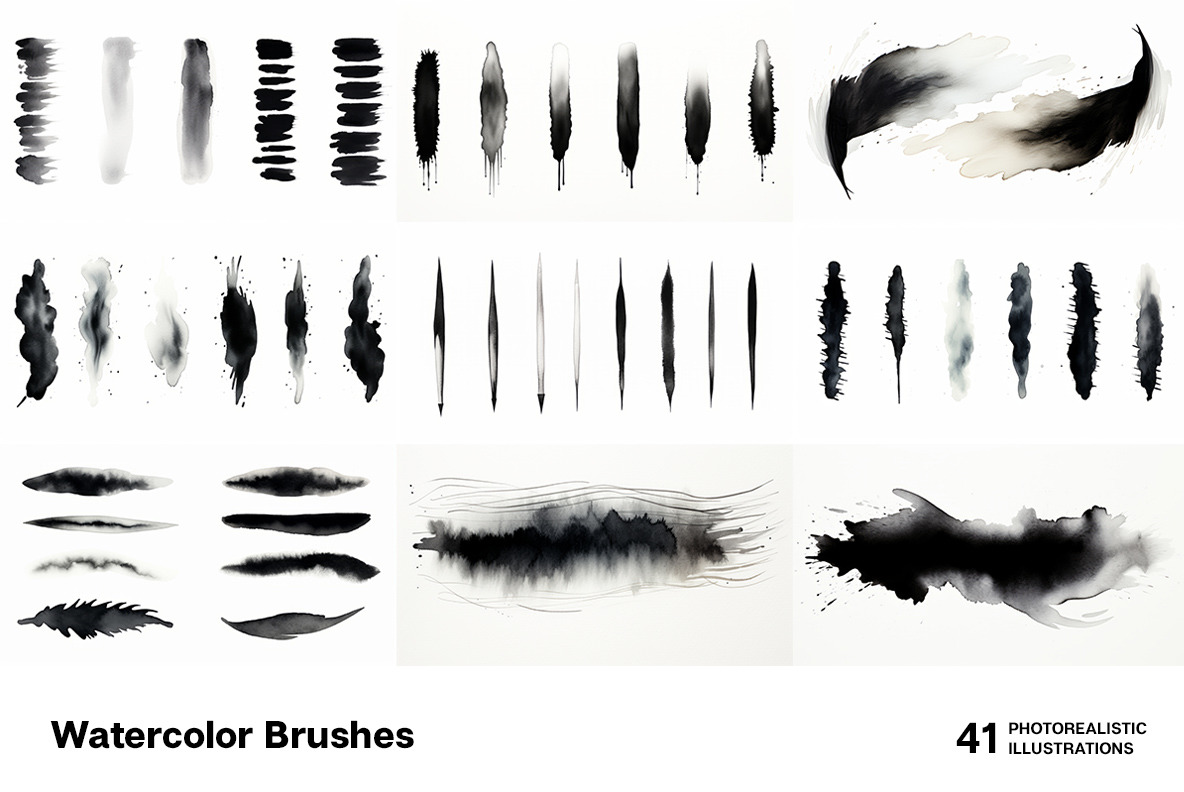 Watercolor Brushes on Yellow Images Creative Store