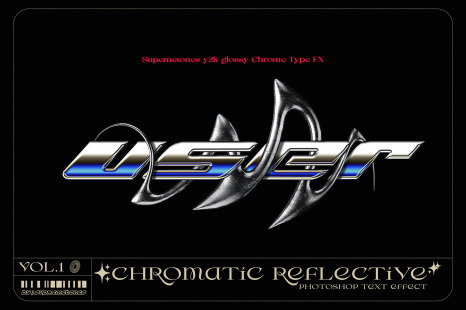 Y2K Glossy Chrome Type FX -Photoshop Text Effects