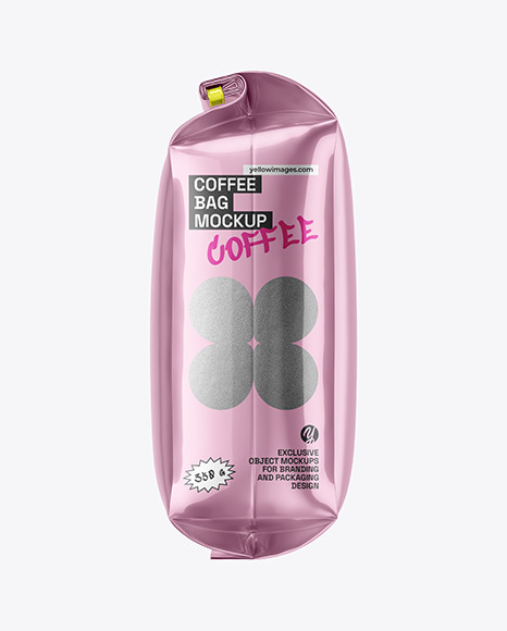 Metallic Coffee Bag With Tin Tie Mockup