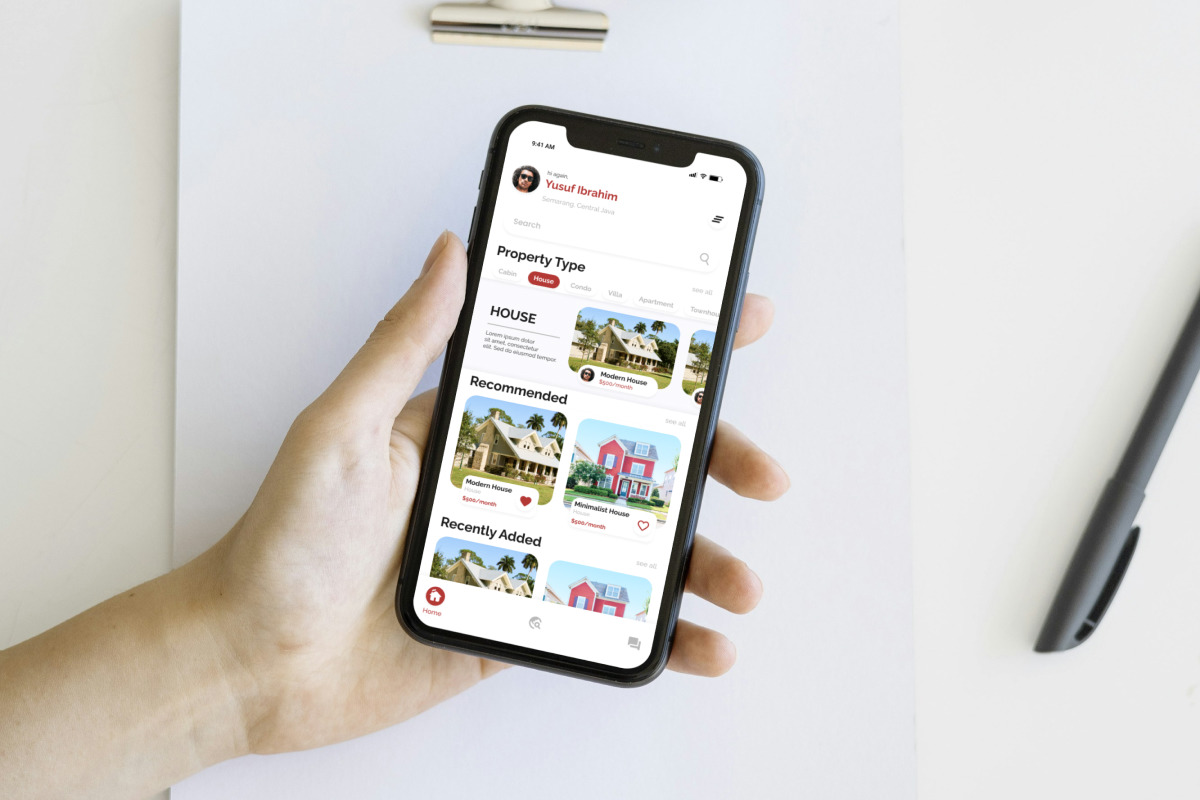 DreamCove Home Rental Mobile App on Yellow Images Creative Store