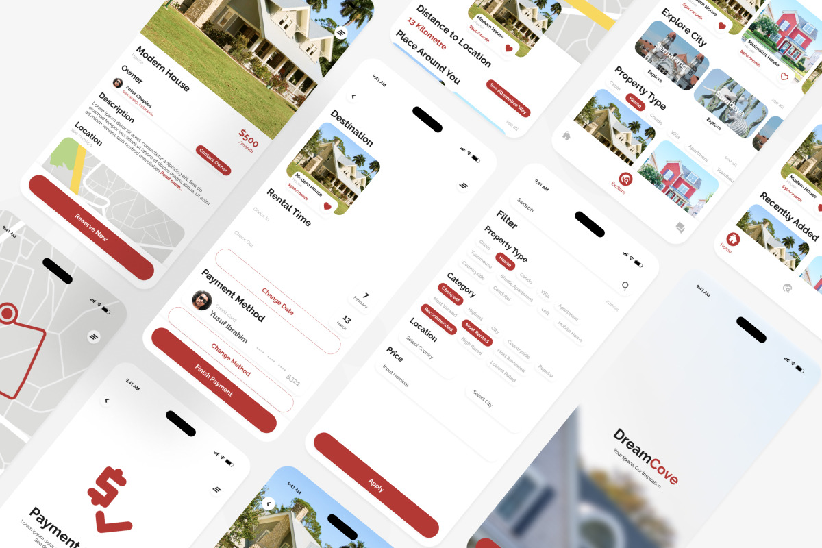 DreamCove Home Rental Mobile App on Yellow Images Creative Store