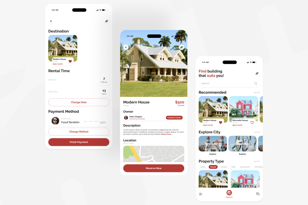 DreamCove Home Rental Mobile App on Yellow Images Creative Store