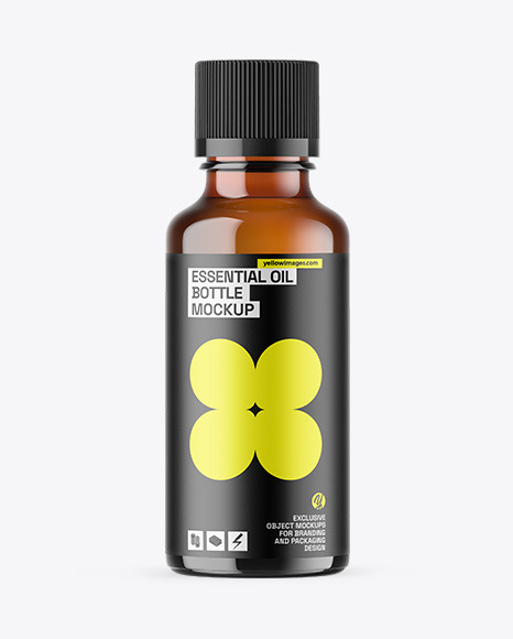 Amber Glass Essential Oil Bottle Mockup