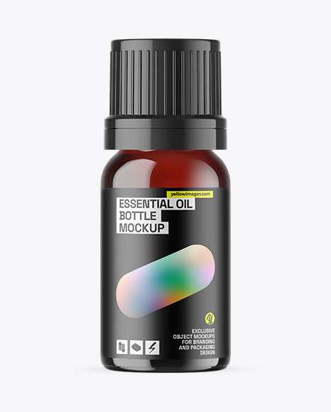 Dark Amber Glass Essential Oil Bottle Mockup