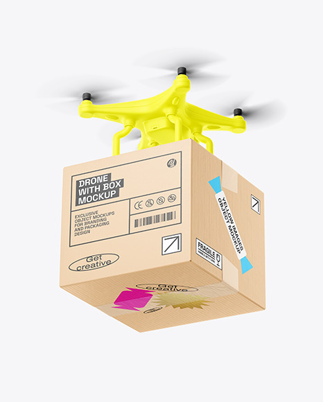 Drone with Box Mockup