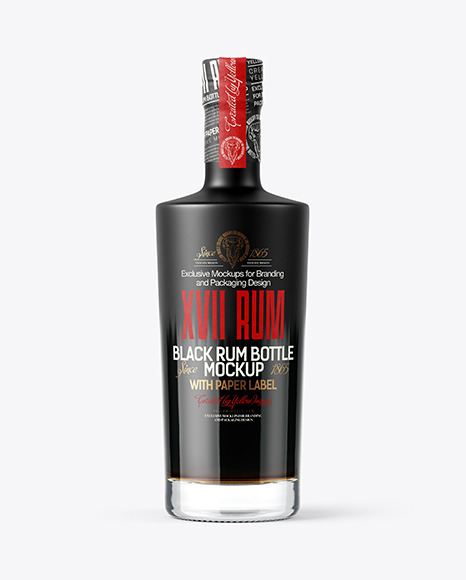 Glass Black Rum Bottle Mockup