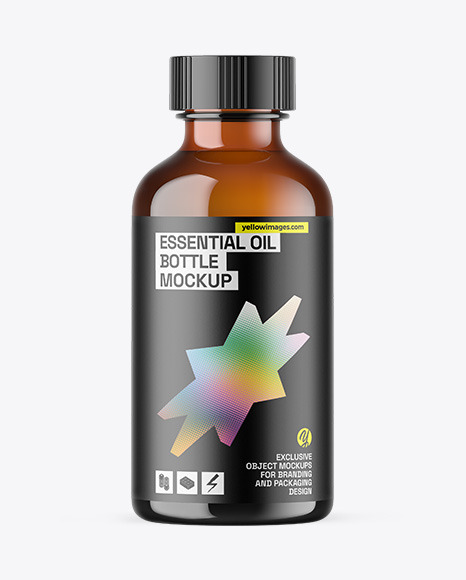 Amber Glass Essential Oil Bottle Mockup