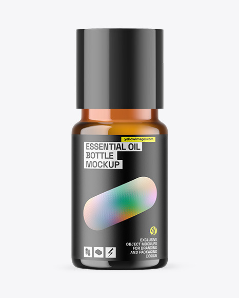 Amber Glass Essential Oil Bottle Mockup
