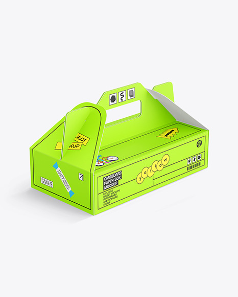 Cardboard Paper Box w/ Handle Mockup