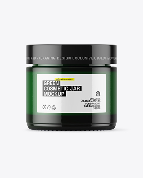 Dark Green Glass Cosmetic Jar Mockup