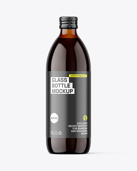 500ml Amber Glass Bottle Mockup