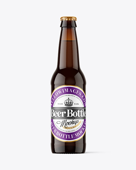 Amber Glass Beer Bottle Mockup