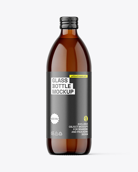 500ml Amber Glass Bottle Mockup