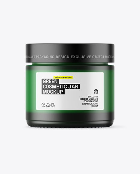 Green Frosted Glass Cosmetic Jar Mockup